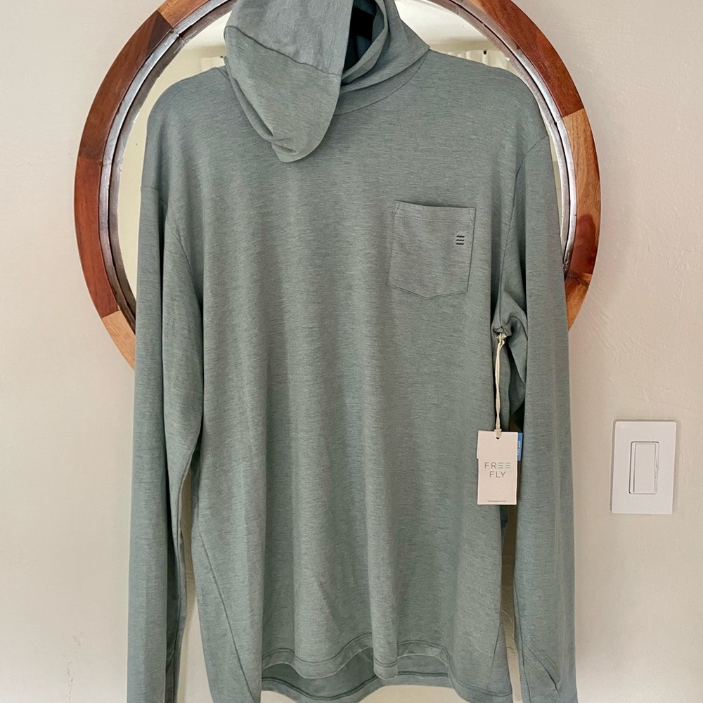 Freefly Men’s Bamboo Crossover Hoody Heather Blue Current XL UPF 50+